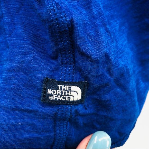 North Face Thin Cotton Cardigan Size Med Royal blue open front waterfall - Picture 7 of 9